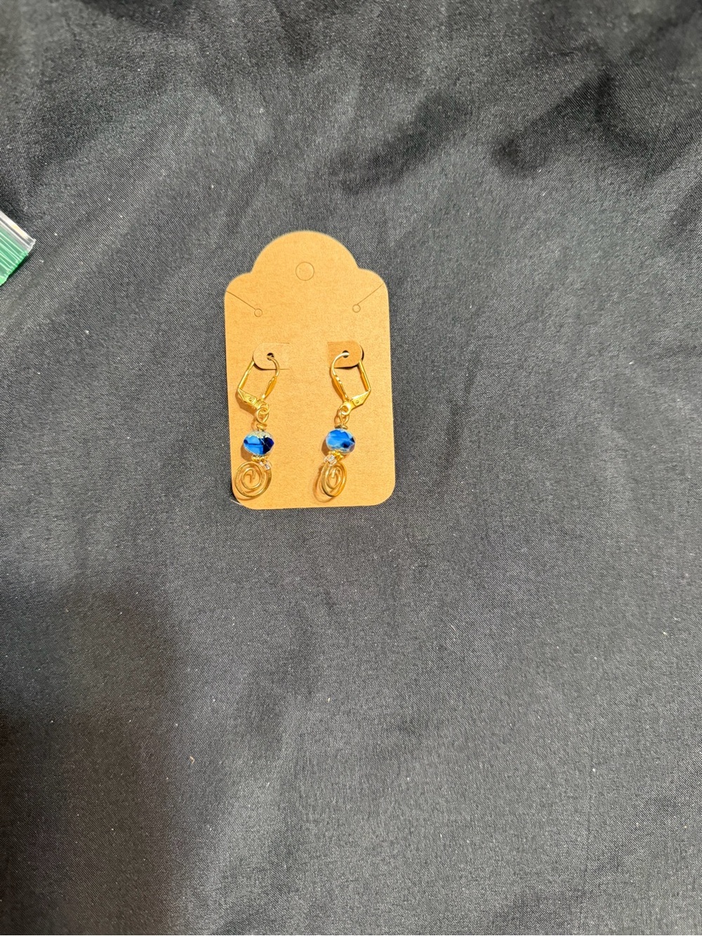 Source Unknown Gold-Tone Earrings with Blue Crystal Beads